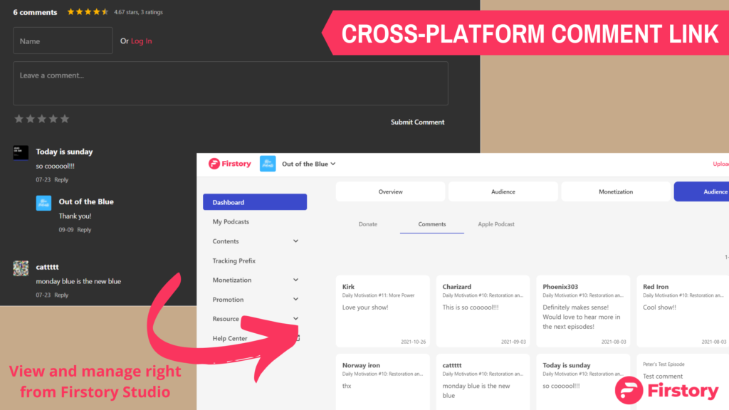 cross-platform comment link gather podcast feedback