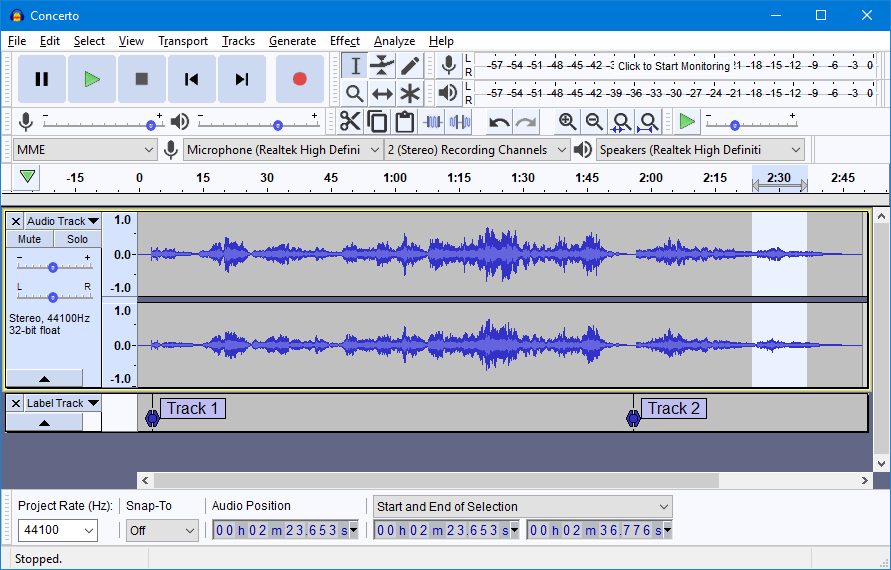 Audacity interface podcasting